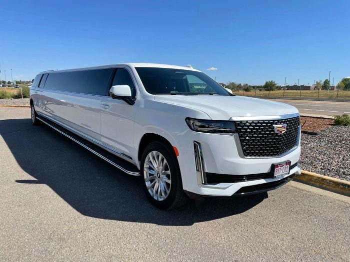White Escalade stretch limo – Laporte limo service