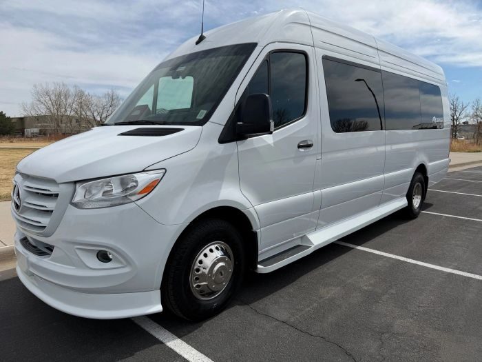 White Mercedes Sprinter – Laporte limo service